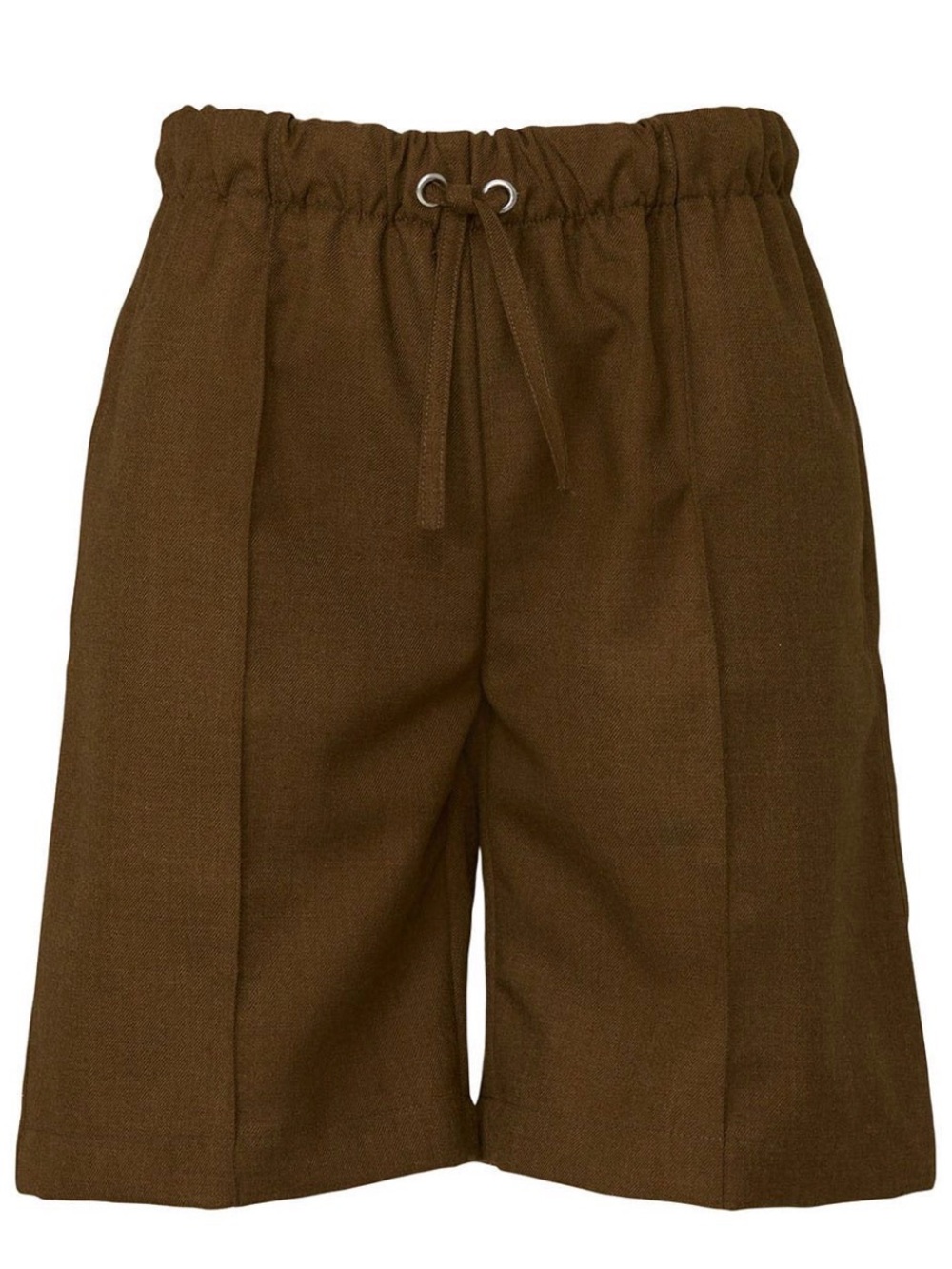 Thebe Magugu High-Rise Brown Drawstring Bermuda Shorts - 100% wool